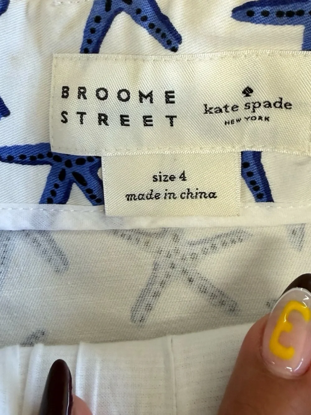 Kate Spade Broome Street Starfish Print Pleated A-Line Skirt Size 4‎